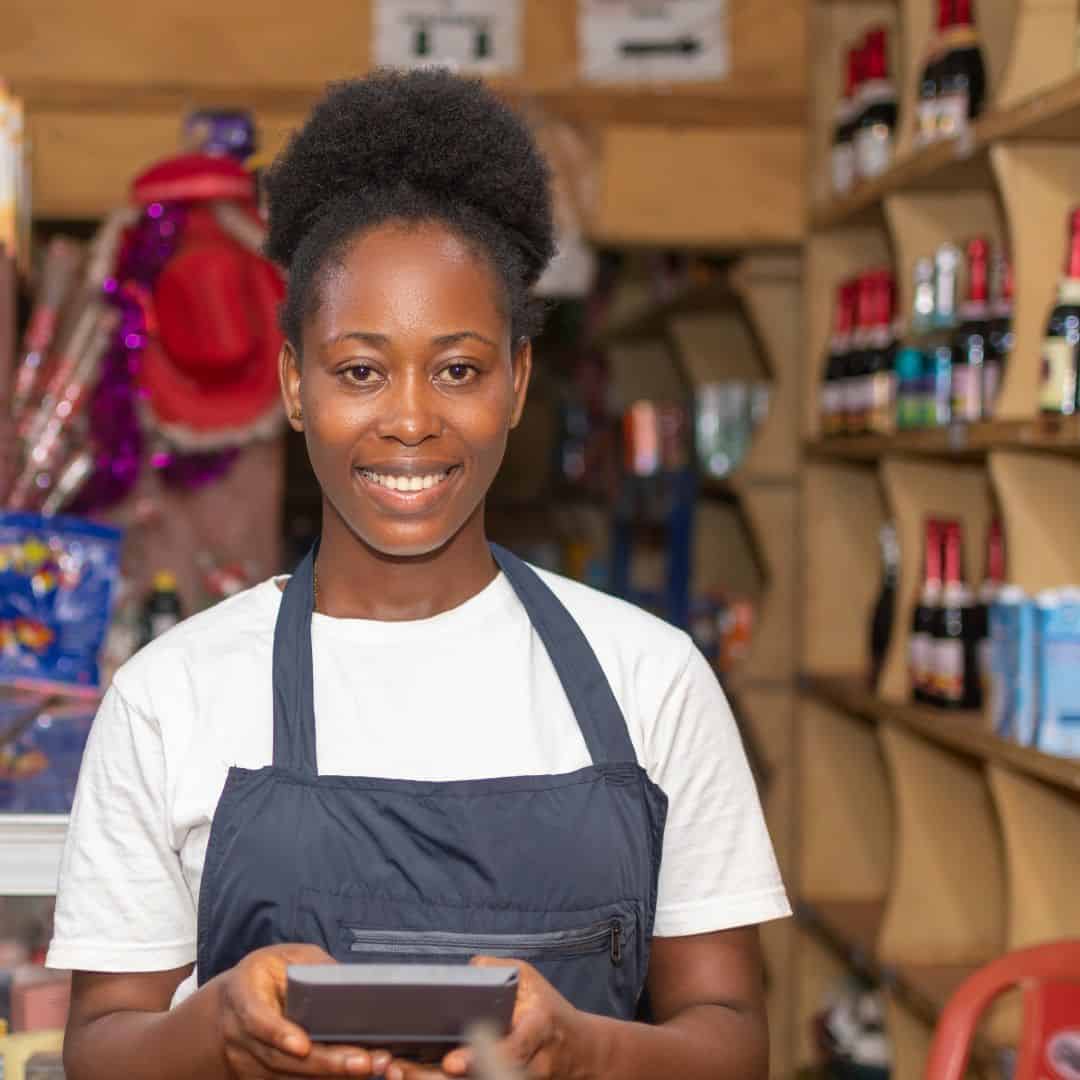 store attendant wearing apron